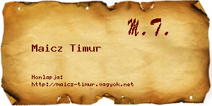 Maicz Timur névjegykártya